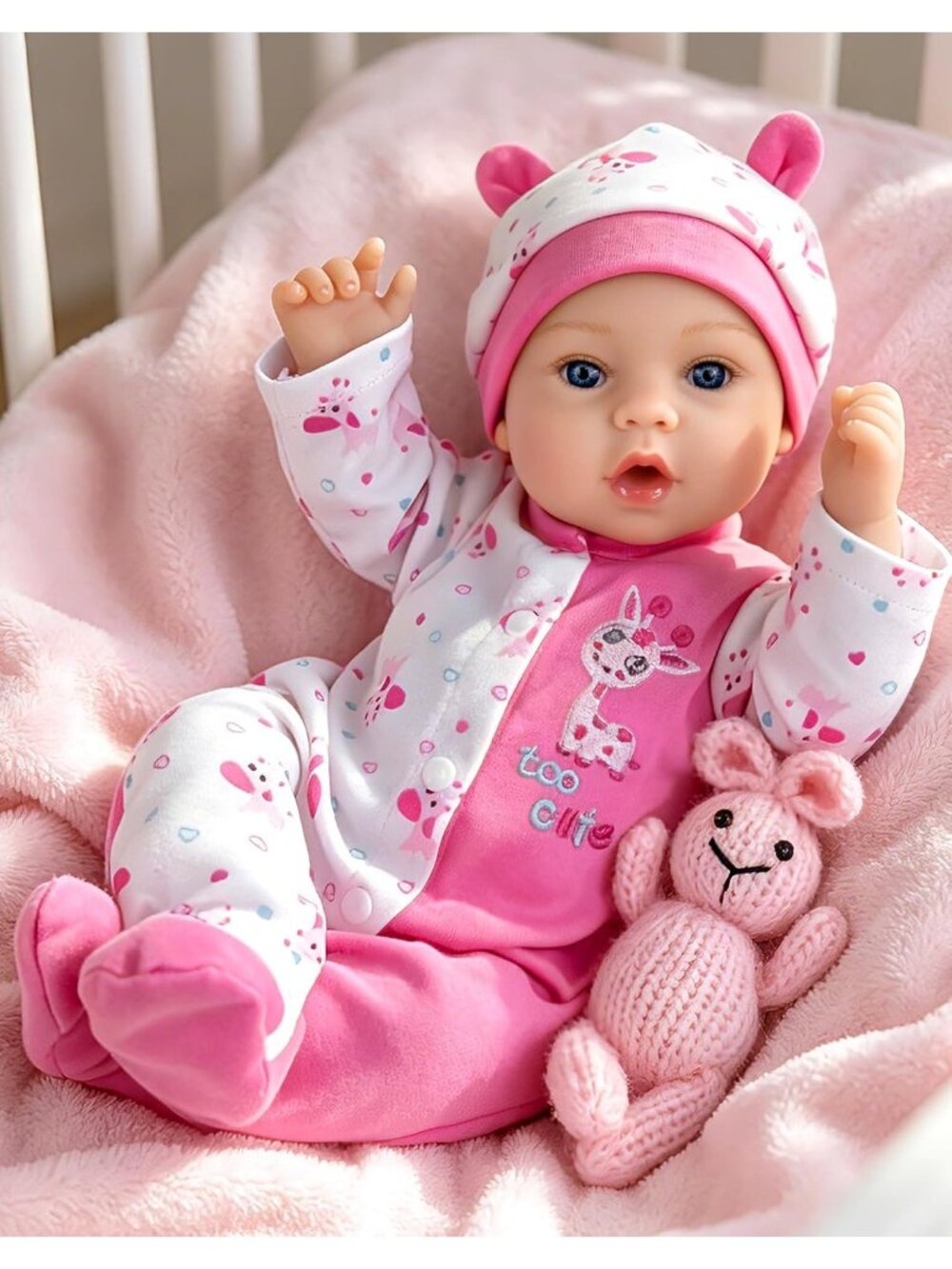 18-Inch Rose Pink Reborn Baby Dolls Boy Realistic Baby Cloth Body Kids Ages 3+